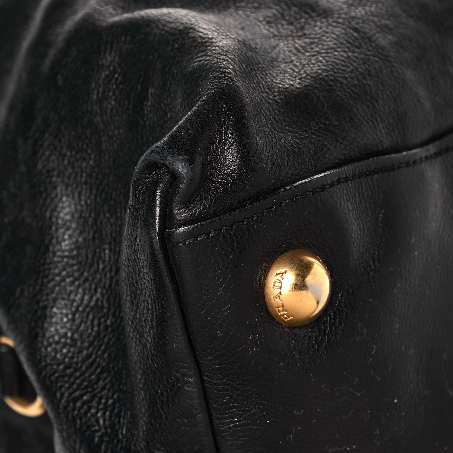 Prada Soft Calf Dome Sachel Black 10 of 19