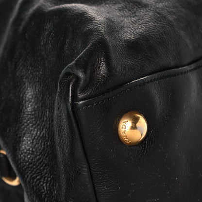 Prada Soft Calf Dome Sachel Black 10 of 19