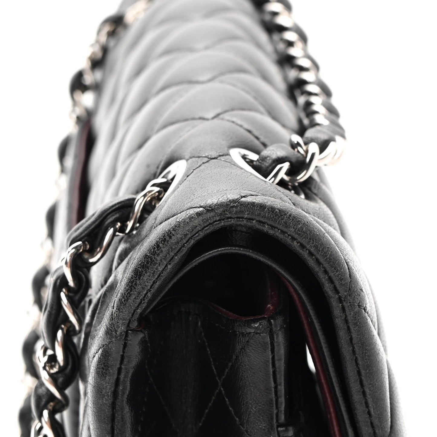 Lambskin Quilted Medium Double Flap Black