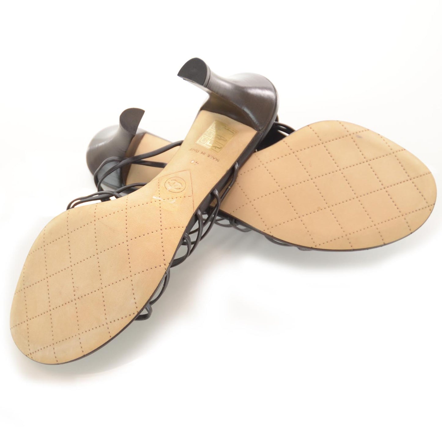 Leather Strappy Mules 40 Black