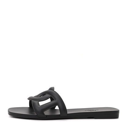 Hermes Rubber Aloha Sandals 36 Black 1 of 8
