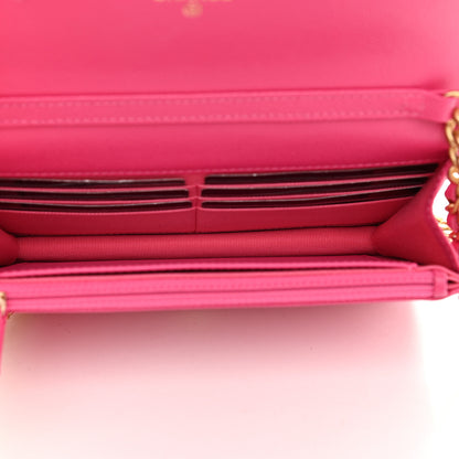 Chanel Shiny Caviar Quilted Chain Melody Wallet On Chain WOC Dark Pink 5 of 10