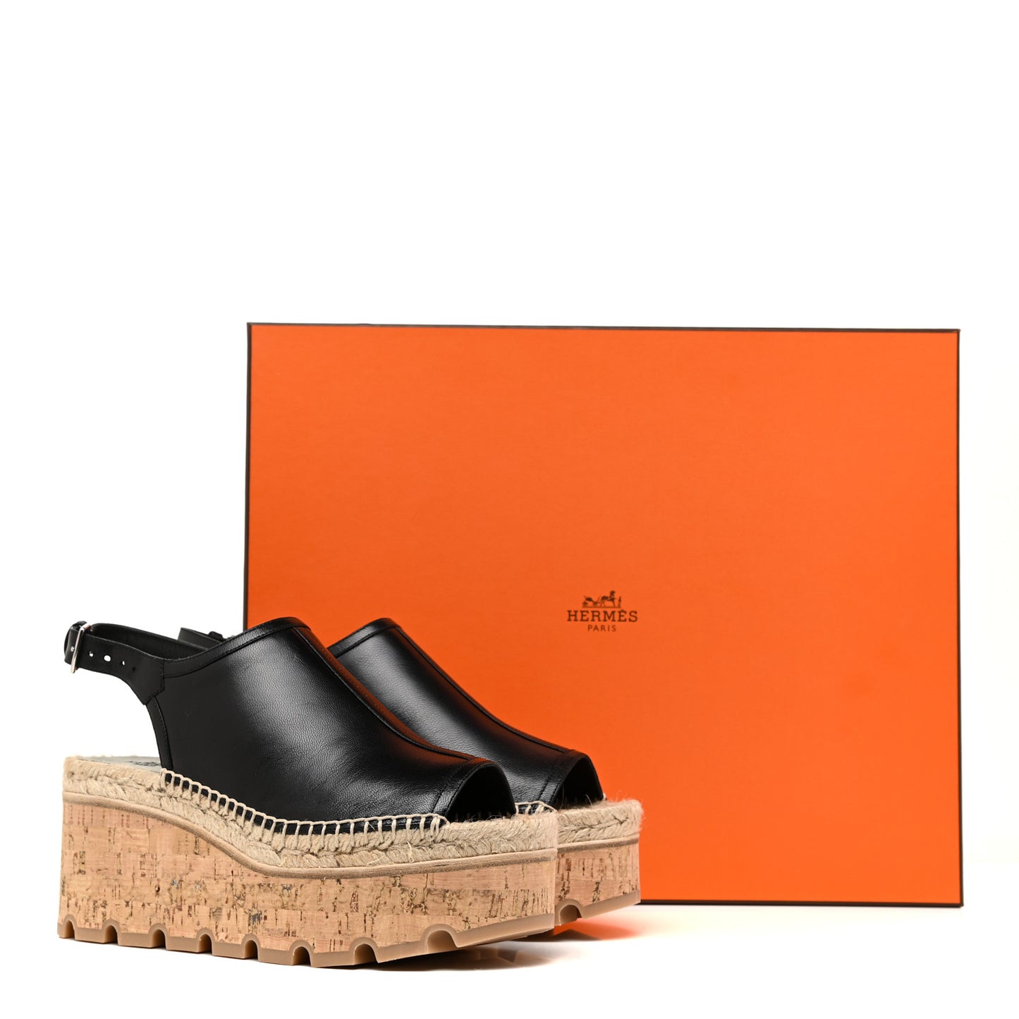 Goatskin Envie 30 Espadrille Wedge Sandals 36 Black
