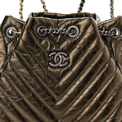 Chanel Metallic Aged Calfskin Chevron Quilted Small Gabrielle Backpack Gold 8 of 10