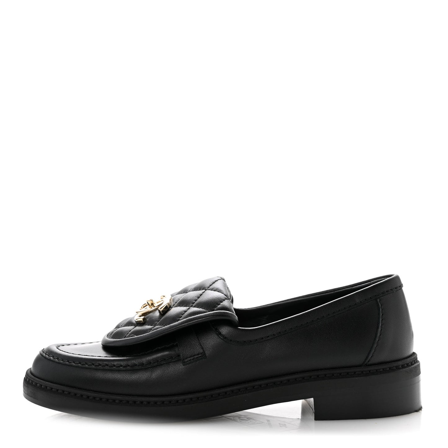 Lambskin Quilted CC Turnlock Loafers 36 Black