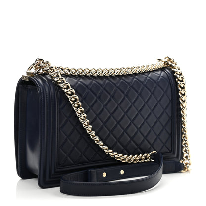 Chanel Lambskin Quilted New Medium Boy Flap Navy Blue 3 of 11