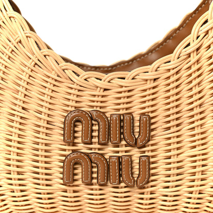 Miu Miu Wicker Wander Hobo Tan 8 of 10