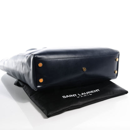Saint Laurent Soft Calfskin Large Museum Tote Navy 4 of 8