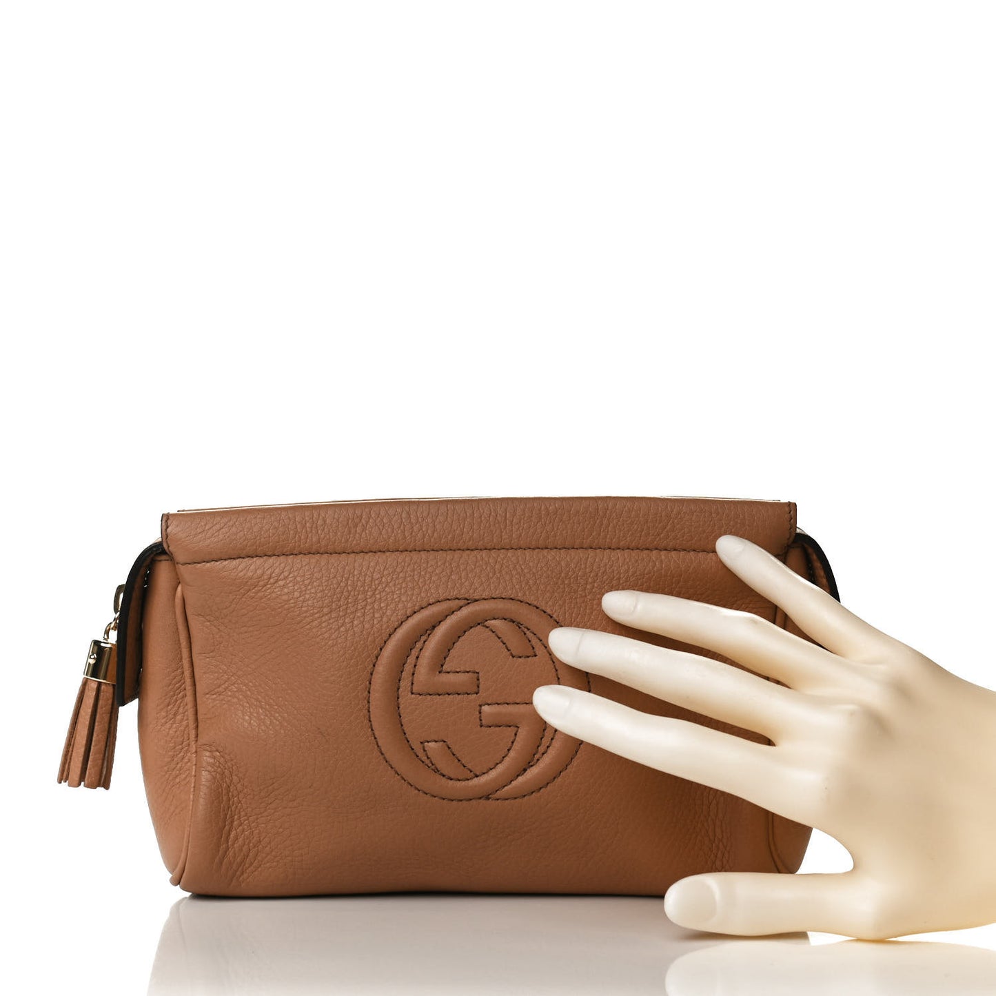 Pebbled Calfskin Soho Cosmetic Case Camelia