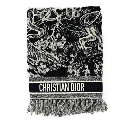 Christian Dior Cotton Toile De Jouy Reverse Towel Bleu Marine 1 of 4