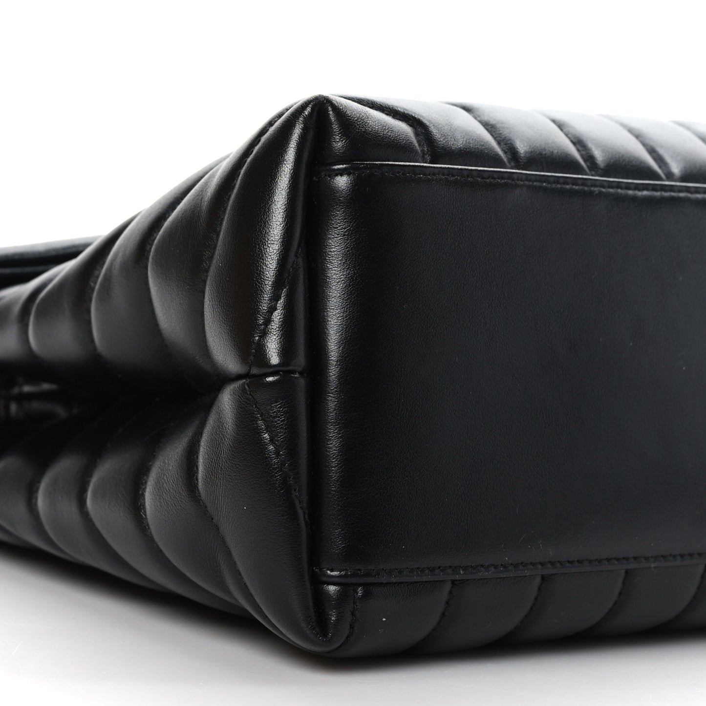 Calfskin Y Quilted Monogram Medium Loulou Chain Satchel Black