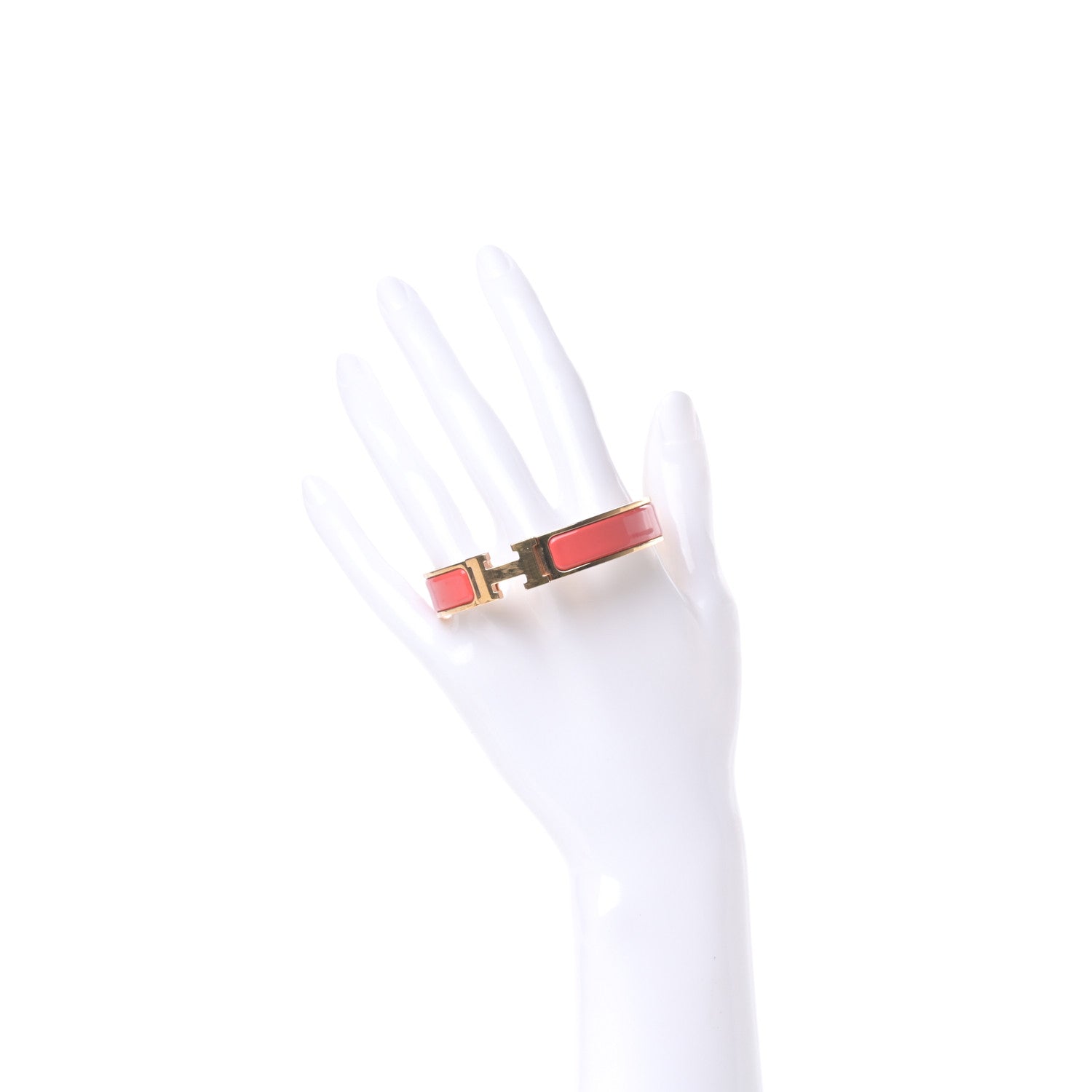 Hermes Enamel Narrow Clic Clac H Bracelet GM Rouge Corail 2 of 4