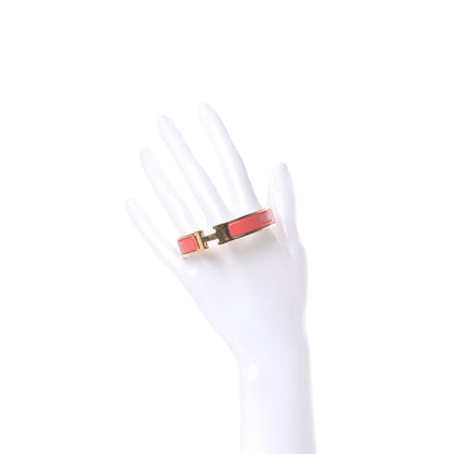 Hermes Enamel Narrow Clic Clac H Bracelet GM Rouge Corail 2 of 4