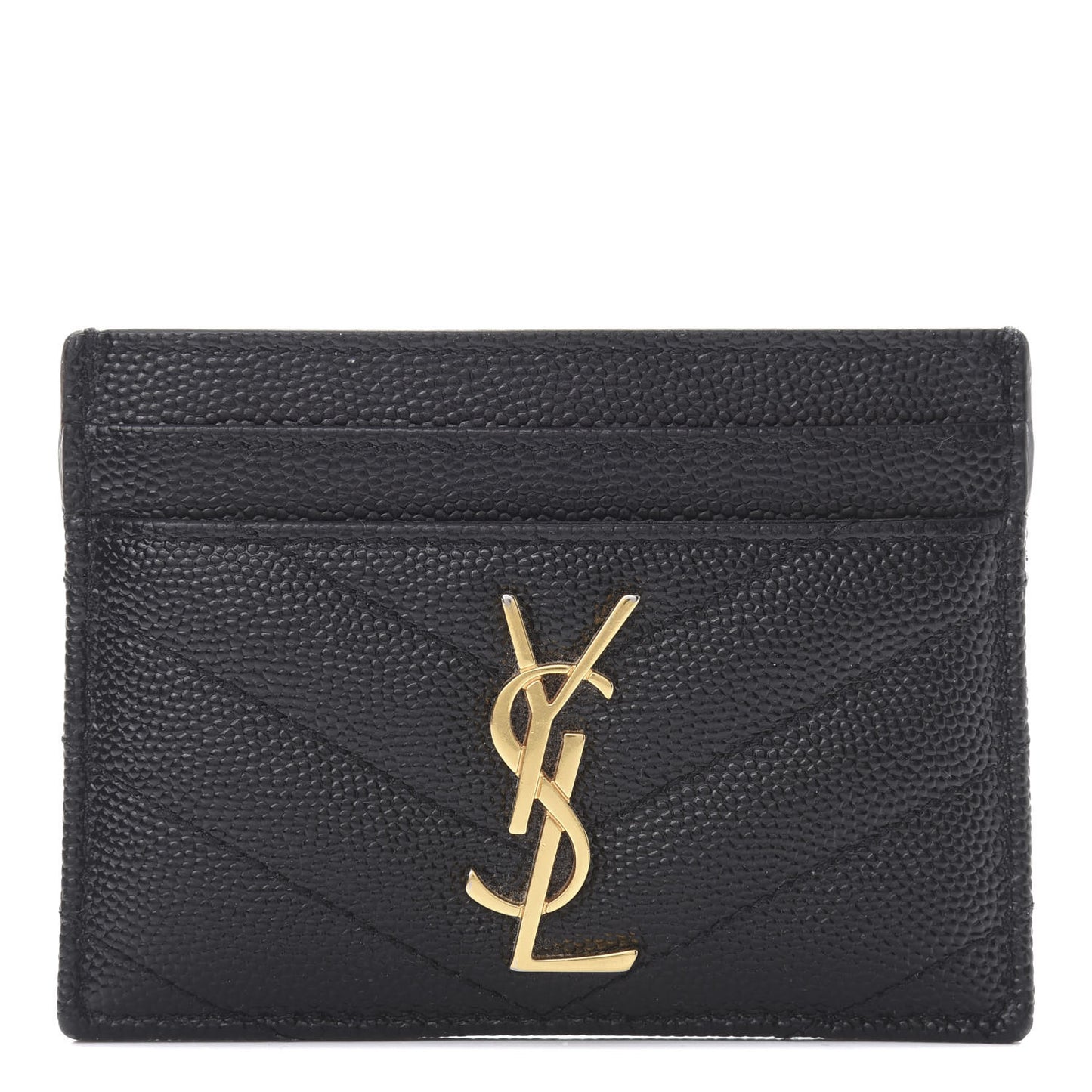 Grain De Poudre Matelasse Chevron Monogram Credit Card Case Black