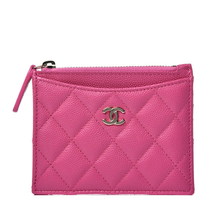Chanel Caviar Quilted CC Zip Card Holder Pink 1 of 7