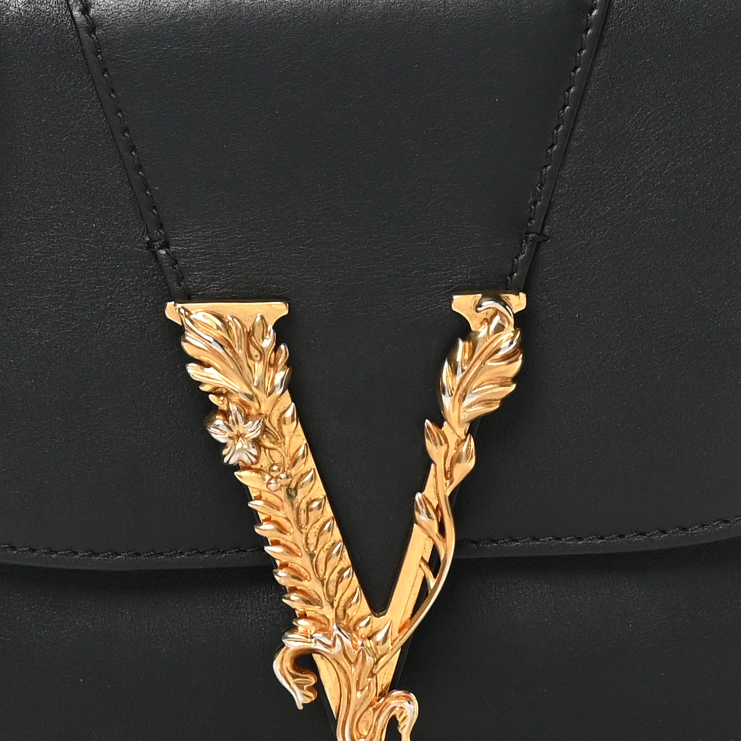 Versace Vitello Barocco Virtus Small Top Handle Shoulder Bag Black 8 of 12