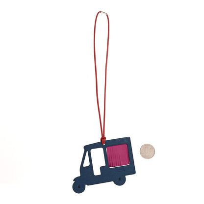Hermes Taurillon Clemence Chevre Mysore Petit H Tuk Tuk Bag Charm Jaune Ambre Rose Poupre 2 of 5