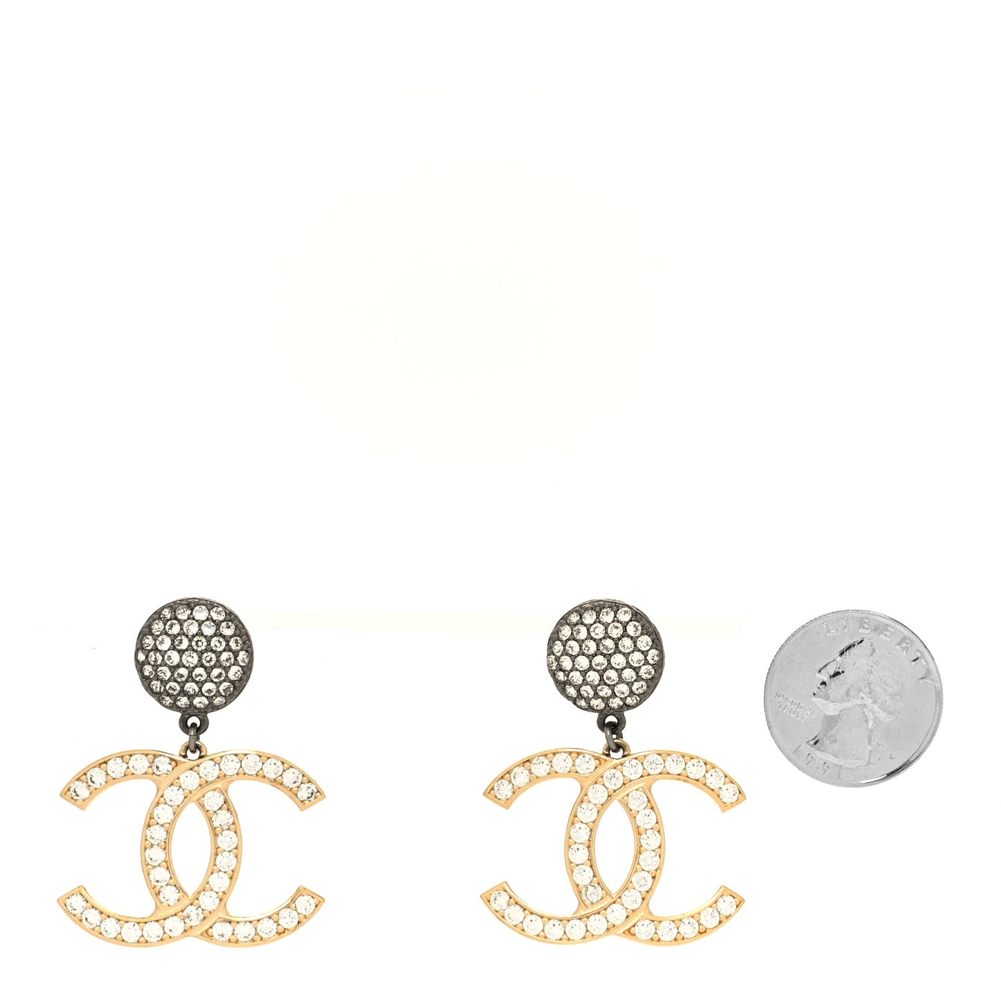 Crystal CC Drop Earrings Gold Ruthenium
