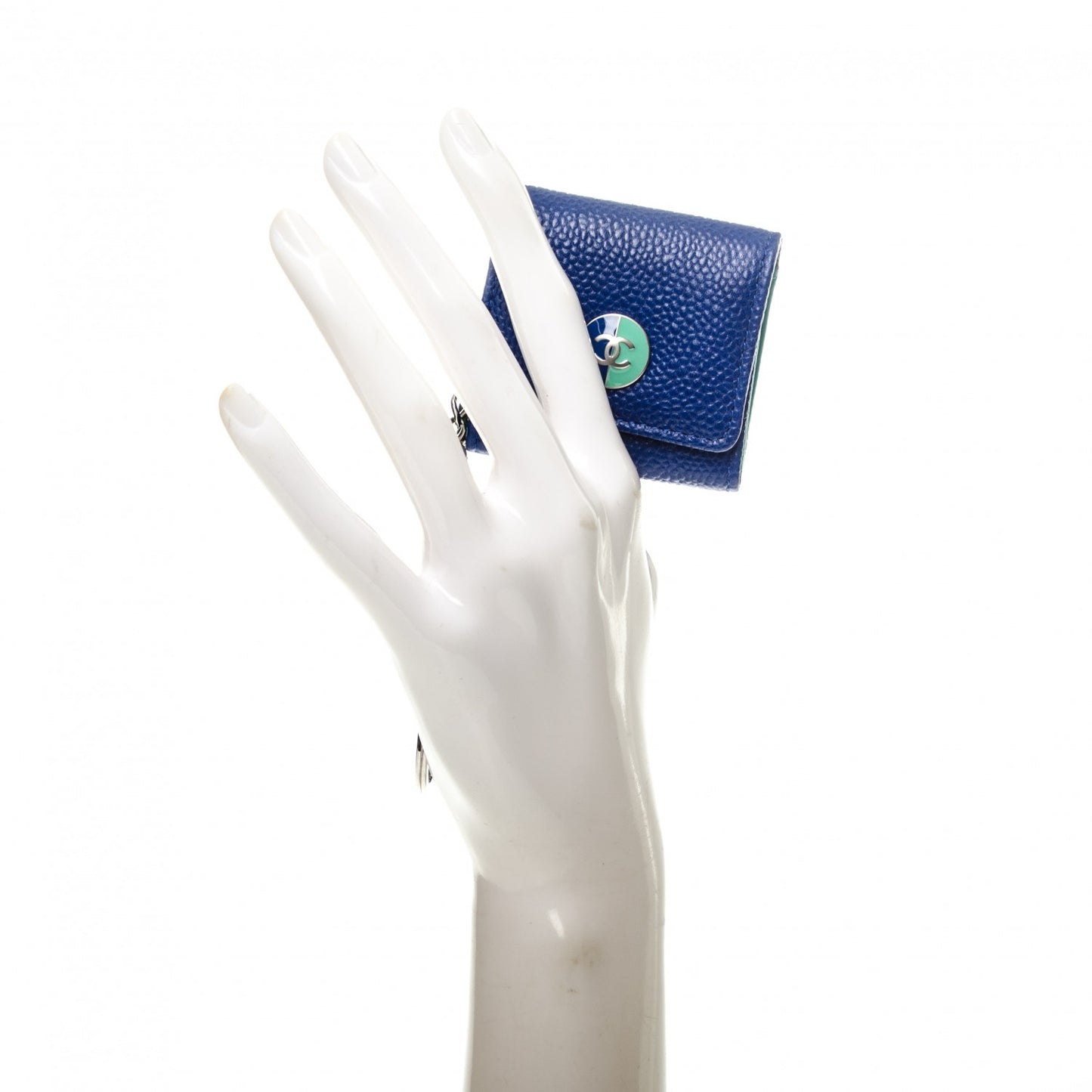 Caviar Photo Holder Key Chain Blue Turquoise