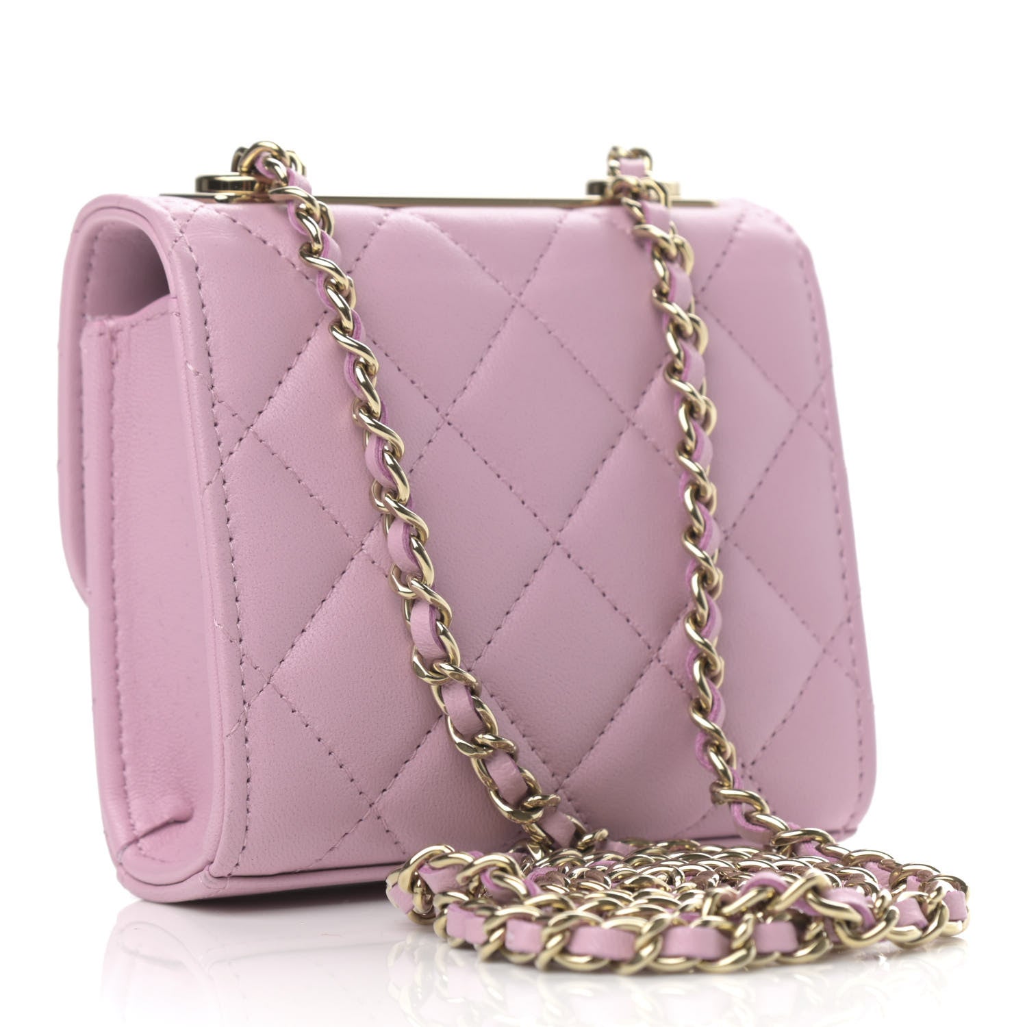 Chanel Lambskin Quilted Mini Trendy CC Clutch With Chain Light Pink 3 of 10