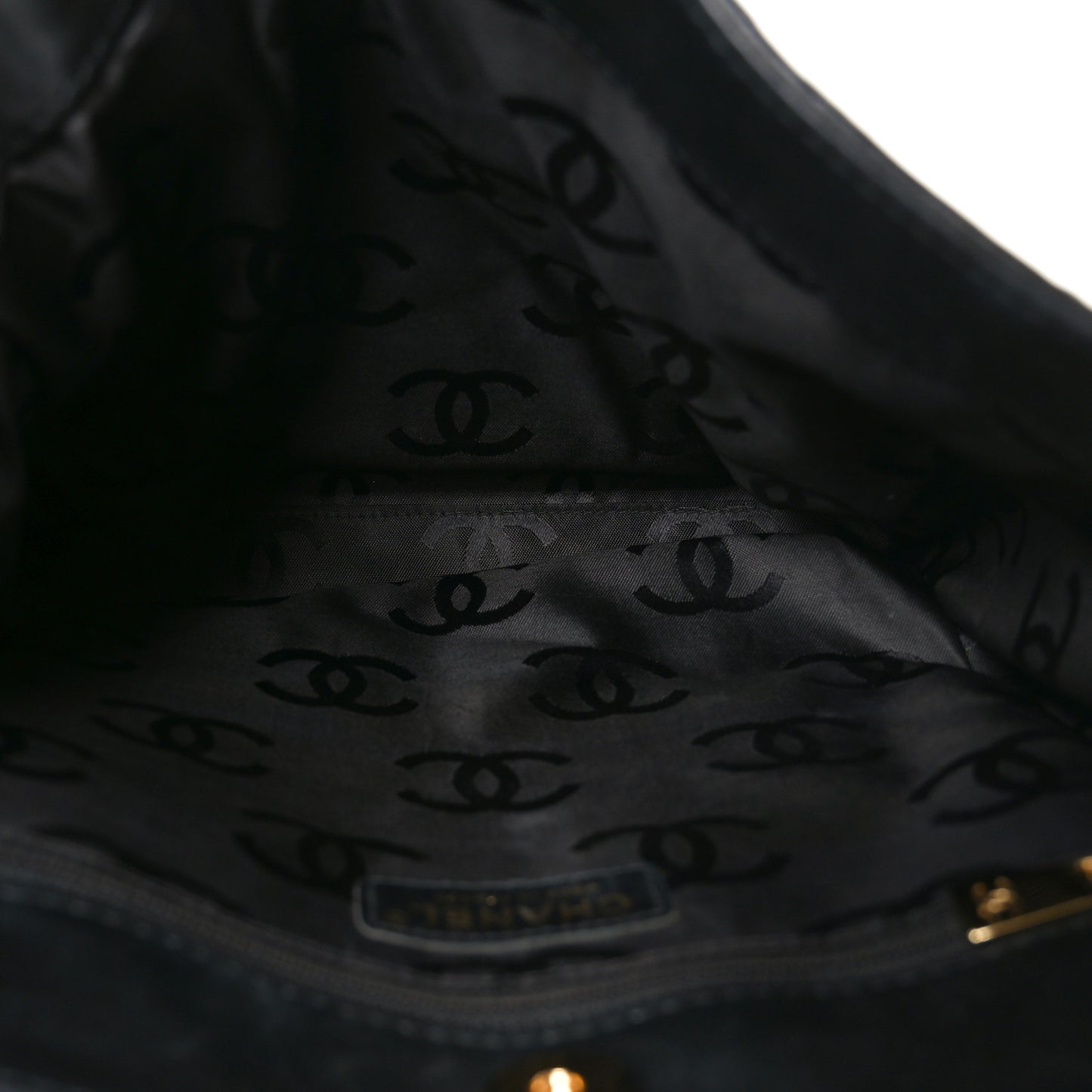 Lambskin Cross Stitch Shopper Tote Black