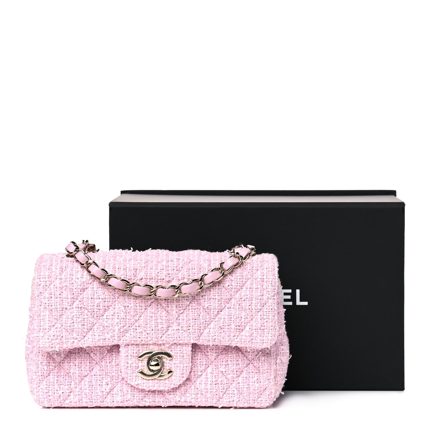 Chanel Tweed Quilted Mini Rectangular Flap Pink 12 of 12