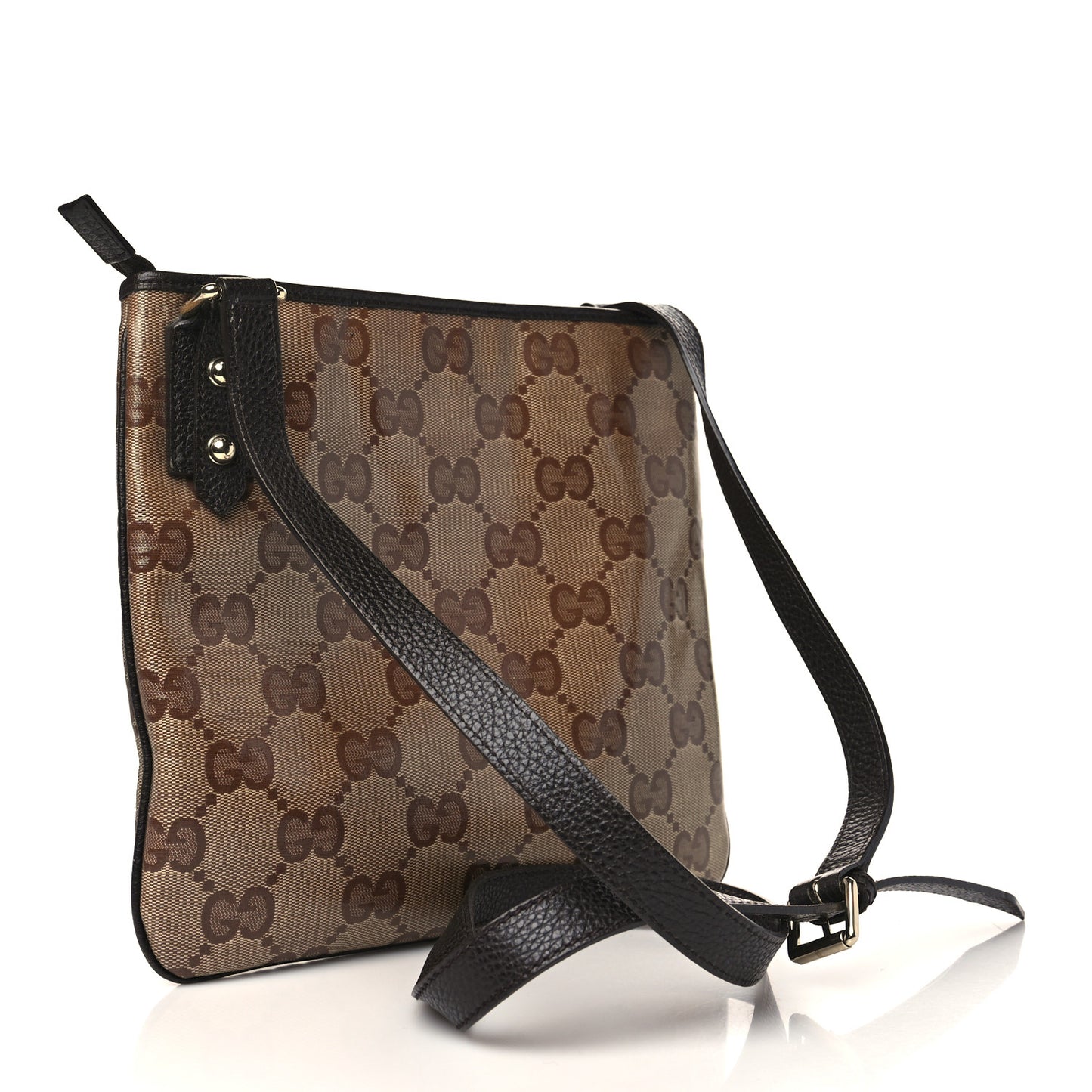 Crystal Monogram Flat Messenger Bag Beige Dark Brown
