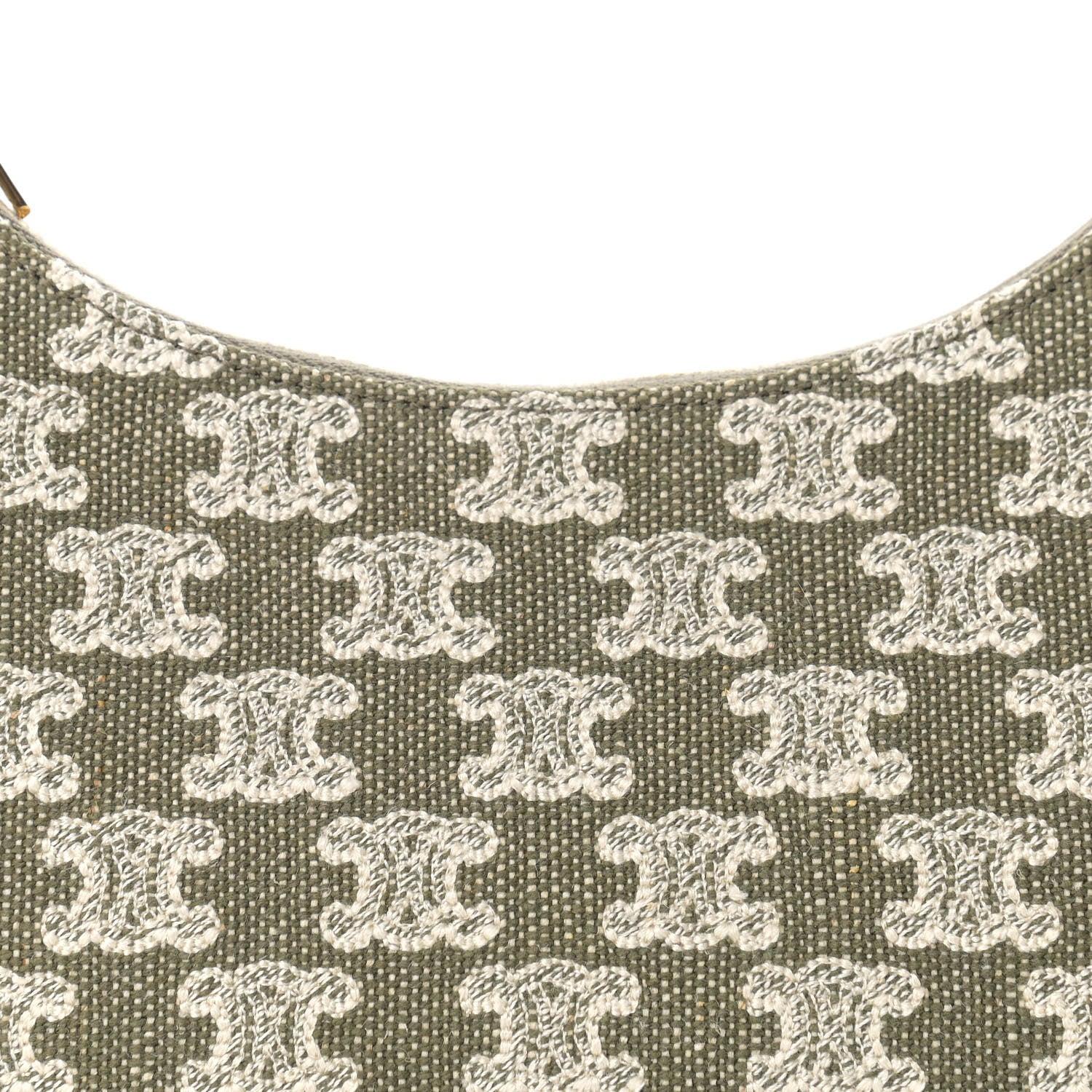 Celine Canvas Calfskin Ava Triomphe Shoulder Bag Green 9 of 11