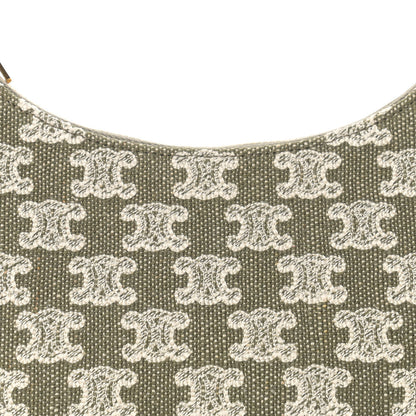 Celine Canvas Calfskin Ava Triomphe Shoulder Bag Green 9 of 11