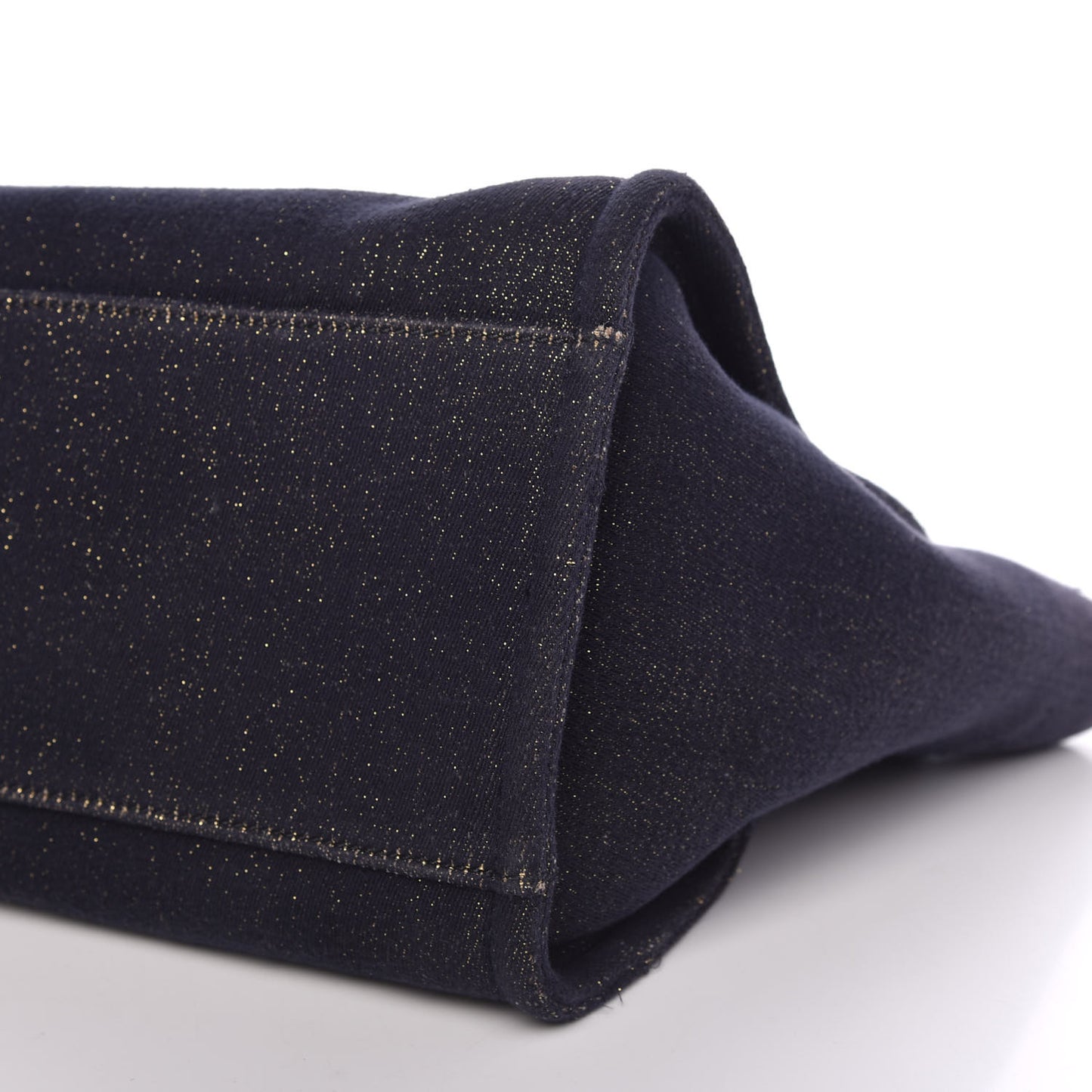 Lurex Canvas Medium Deauville Tote Navy Blue Gold