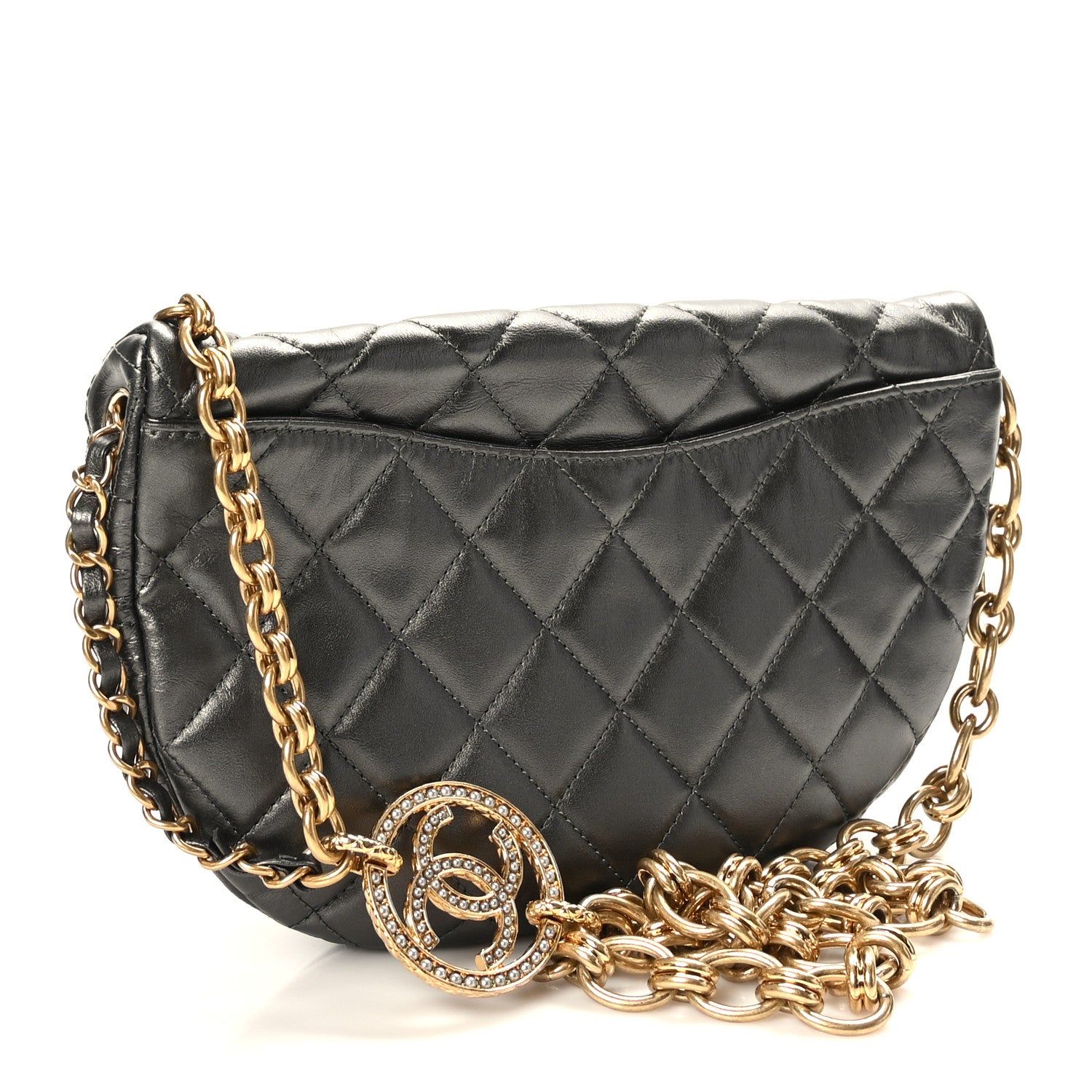 Chanel Metallic Calfskin Pearl Quilted CC Belt Bag Ruthenium 3 of 10