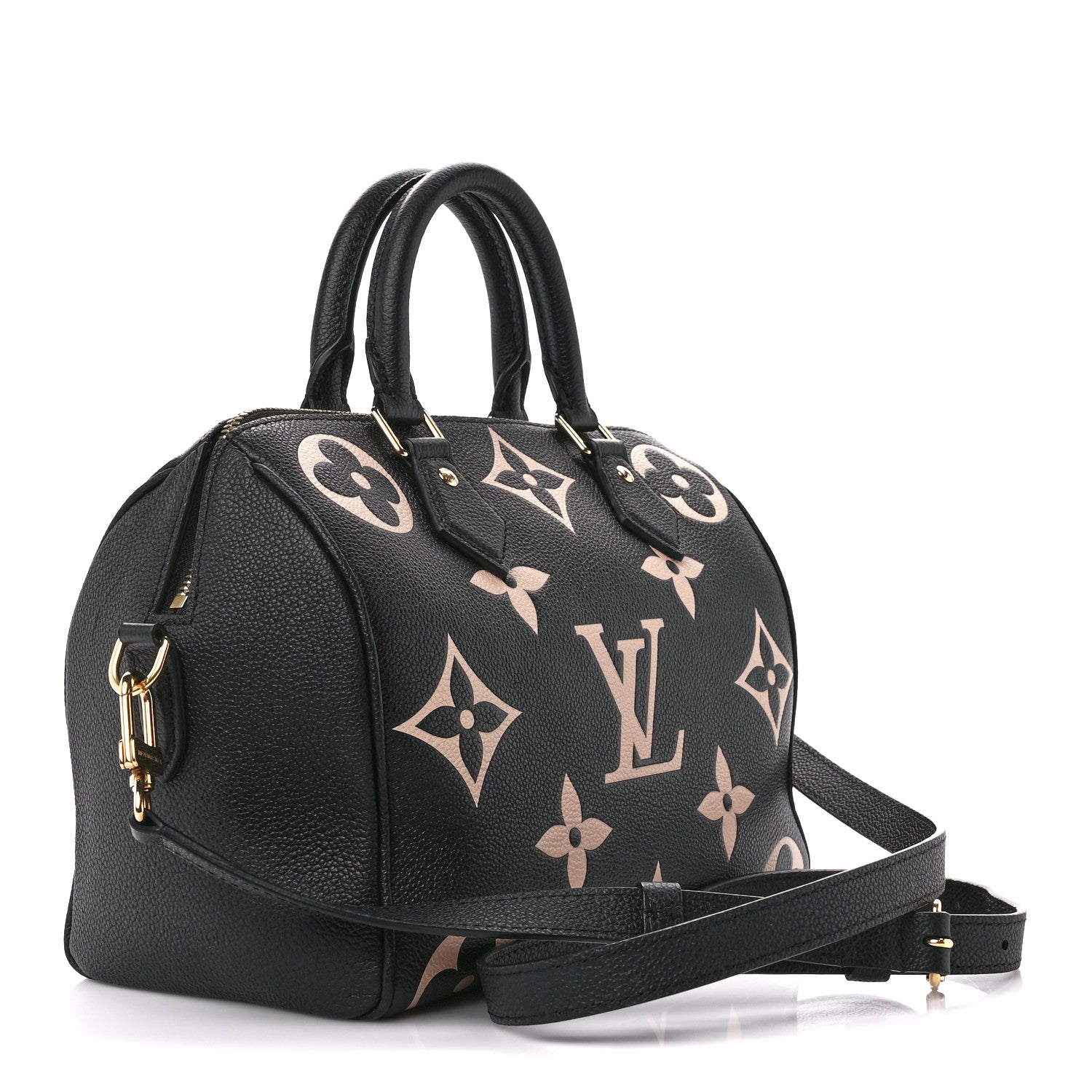 Louis Vuitton Empreinte Monogram Giant Speedy Bandouliere 25 Black Beige 3 of 14