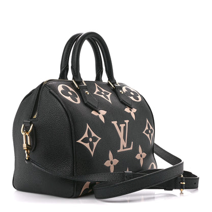 Louis Vuitton Empreinte Monogram Giant Speedy Bandouliere 25 Black Beige 3 of 14