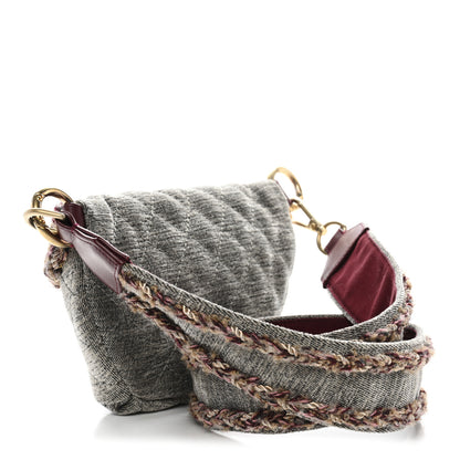 Chanel Wool Velvet Quilted Parisian Stroll Belt Bag Grey 2 of 10