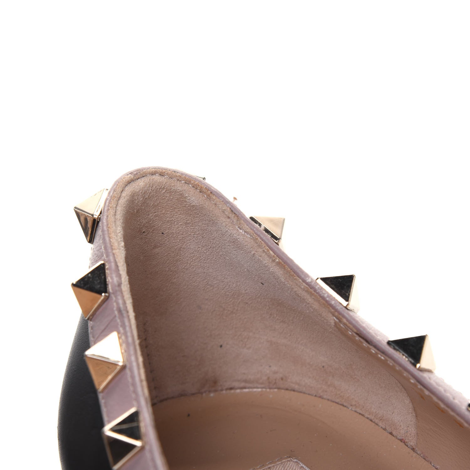 Valentino Garavani Calfskin Nappa Rockstud Ballerina Flats 37.5 Black Poudre 10 of 12