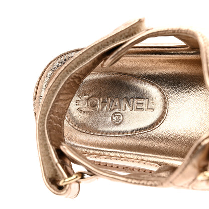 Chanel Iridescent Lambskin Quilted Velcro Dad Sandals 37 Light Bronze 7 of 9