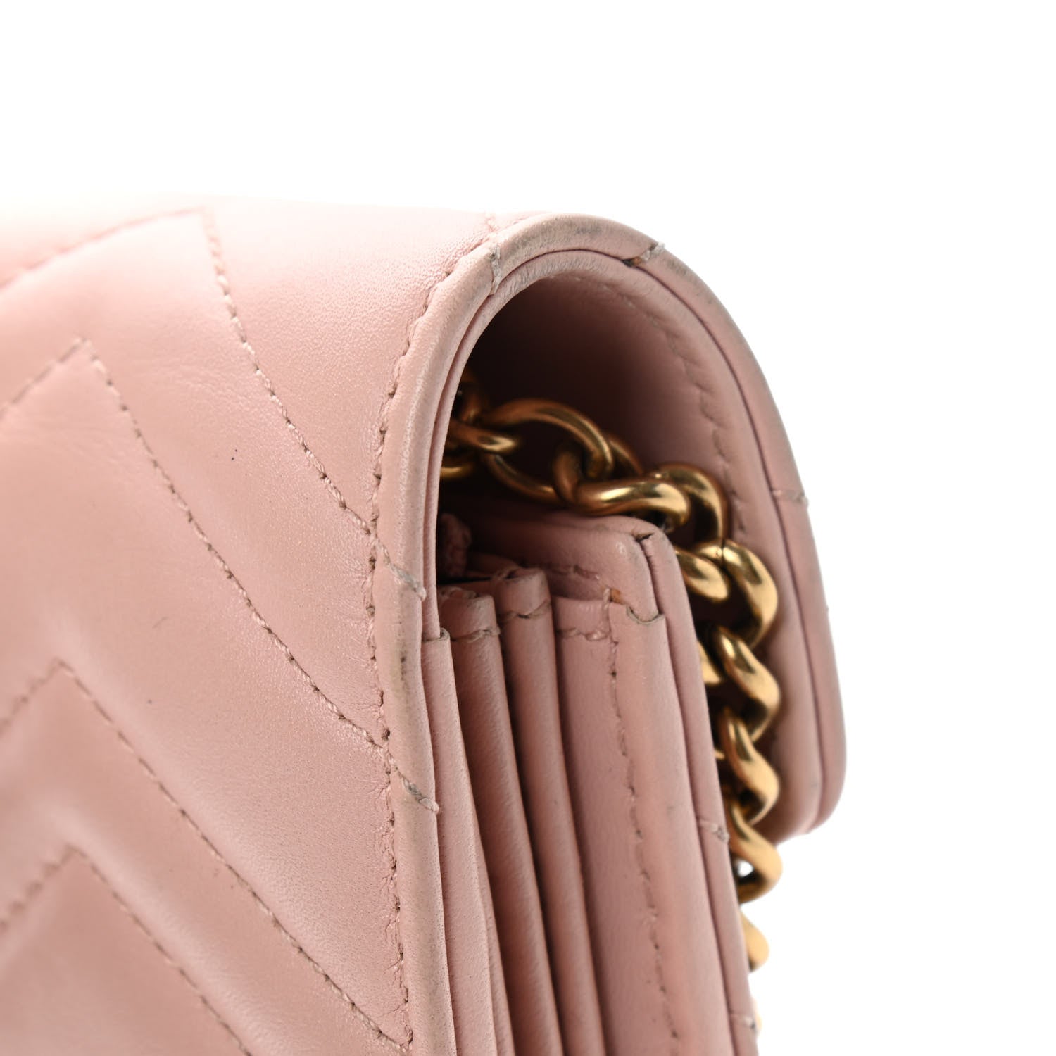 Gucci Calfskin Matelasse GG Marmont Chain Wallet Perfect Pink 9 of 10