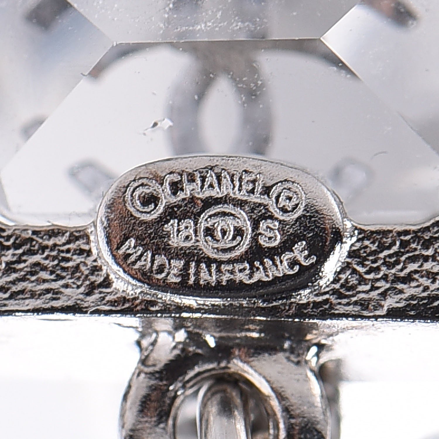 Chanel Crystal CC Drop Earrings Silver 4 of 5