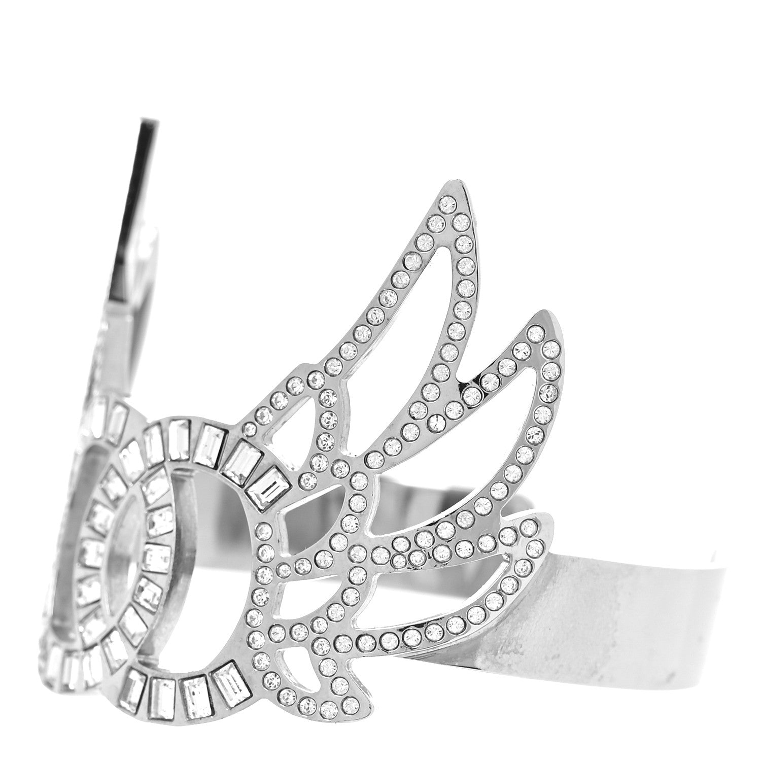 Chanel Metal Crystal CC Wings Cuff Silver 3 of 7