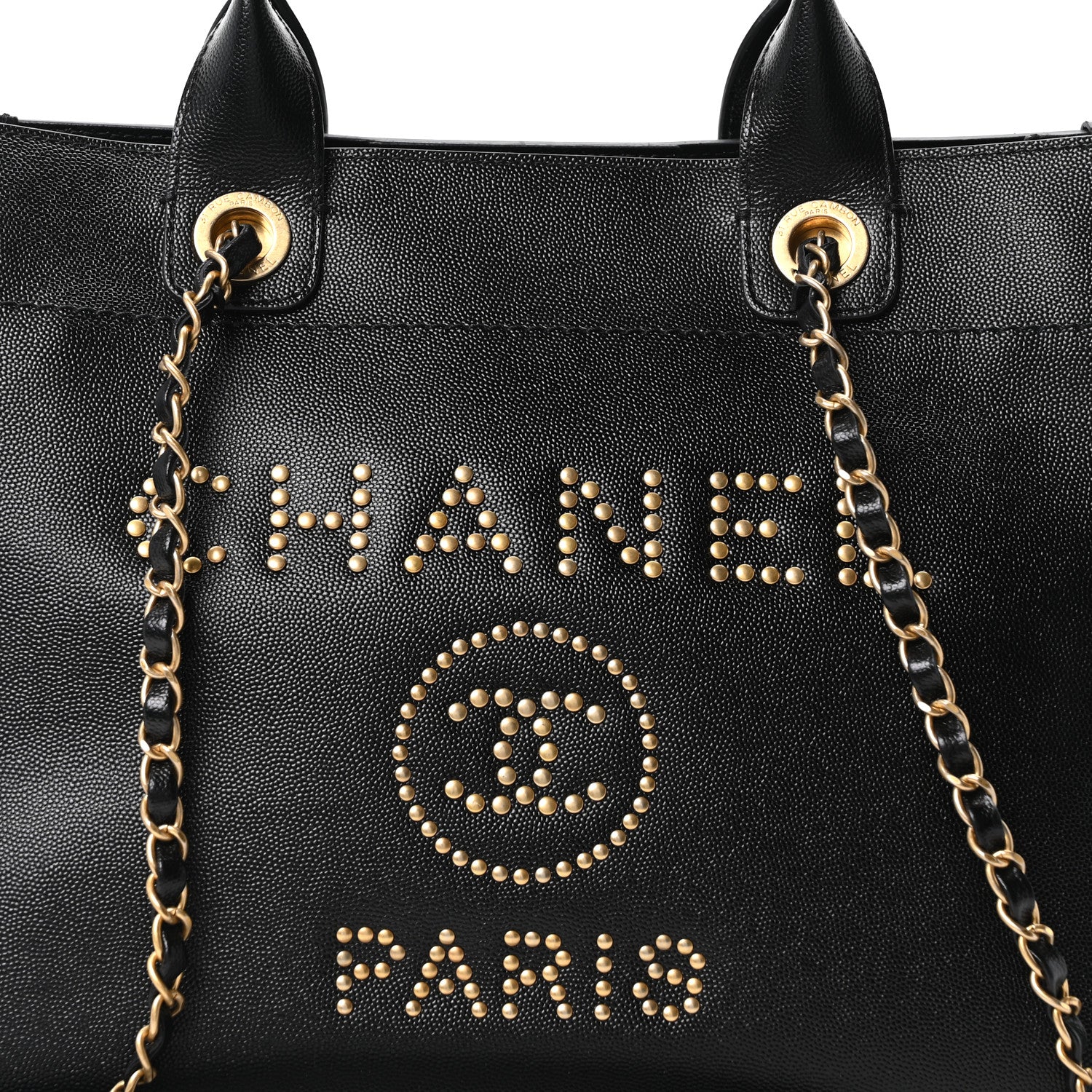 Chanel Caviar Small Studded Deauville Tote Black 8 of 10