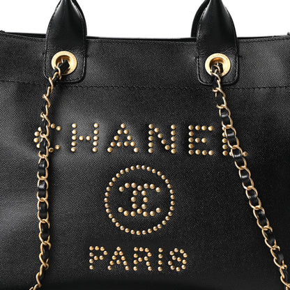 Chanel Caviar Small Studded Deauville Tote Black 8 of 10