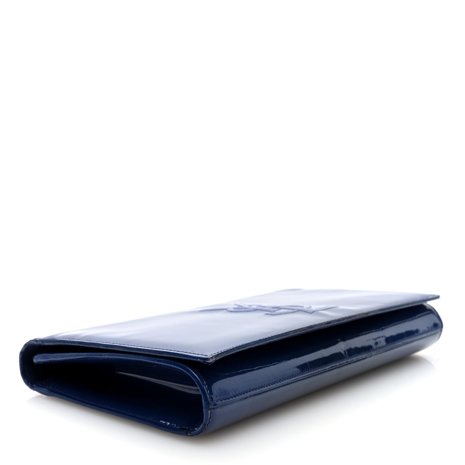 Saint Laurent Patent Calfskin Monogram Large Belle De Jour Clutch Royal Blue 4 of 5