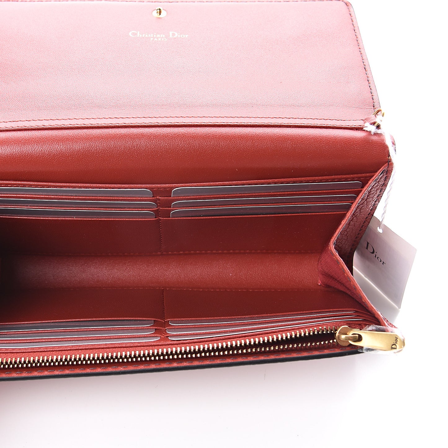 Grained Lambskin J'adior Croisiere Chain Wallet Red
