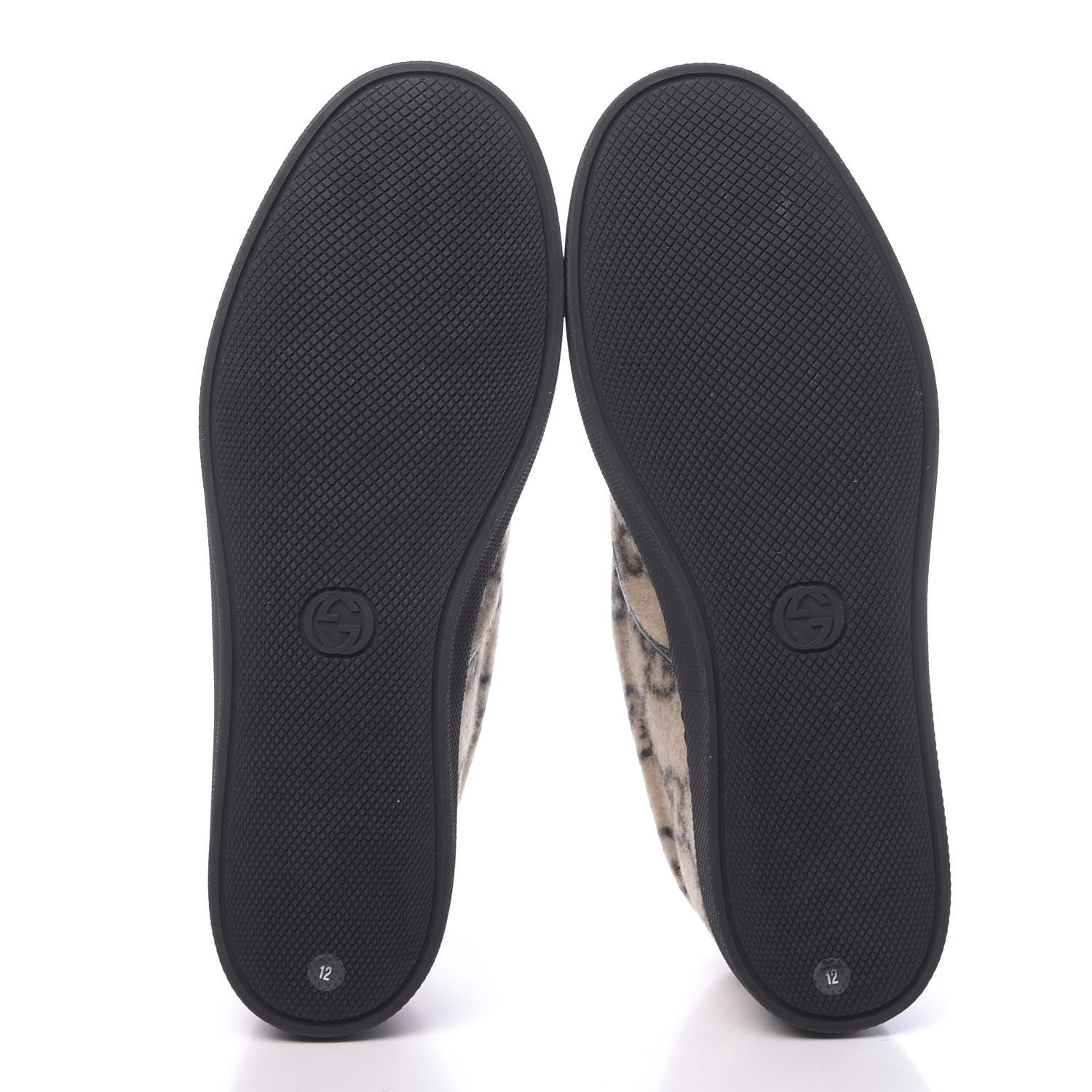 Gucci Covered Wool GG Monogram Mens Dublin Slip On Sneakers 12 Beige Ebony Black 5 of 9