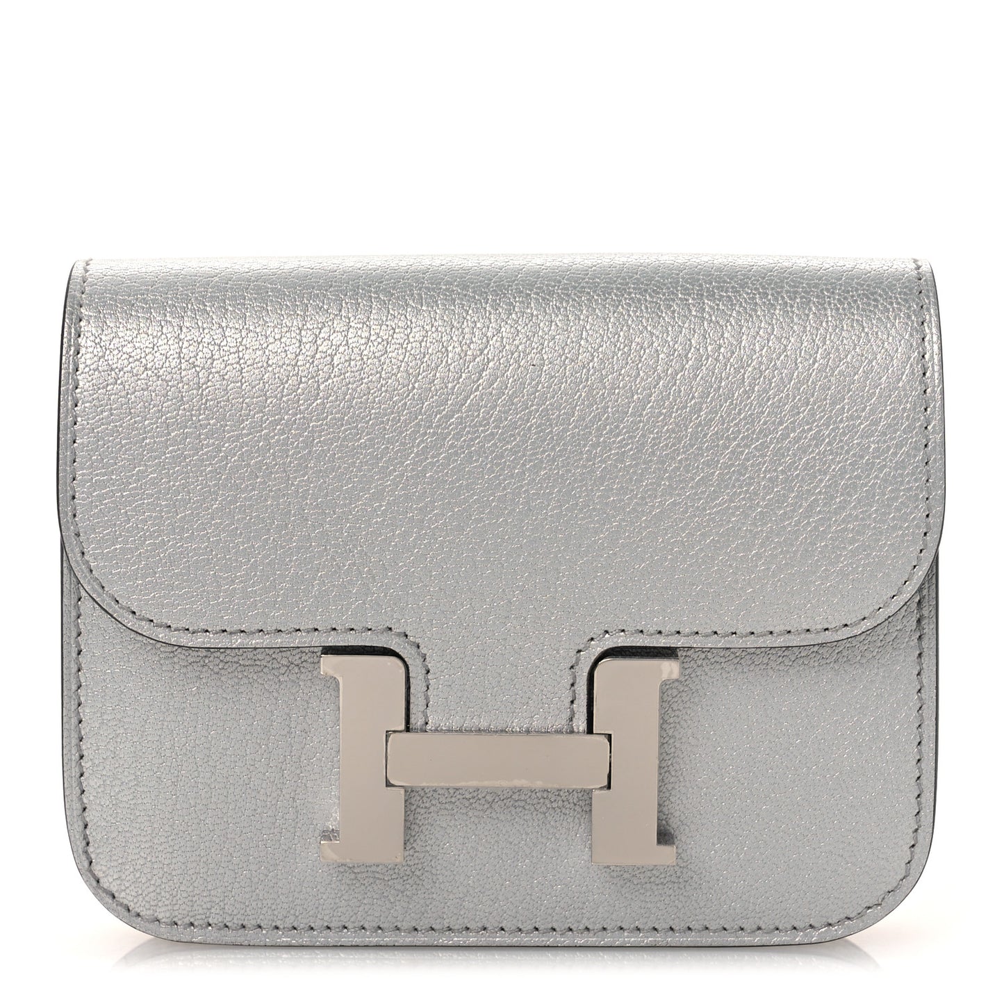 Metallic Chevre Chamkilight Constance Slim Wallet Argent