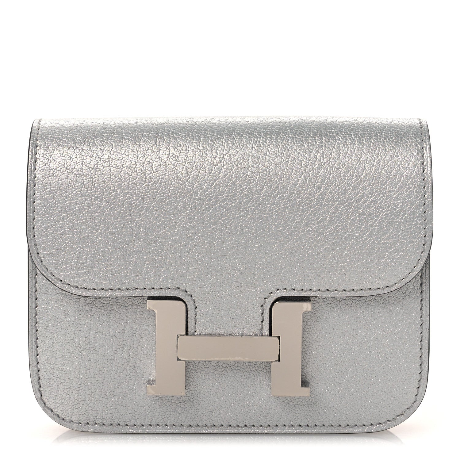 Hermes Metallic Chevre Chamkilight Constance Slim Wallet Argent 1 of 10