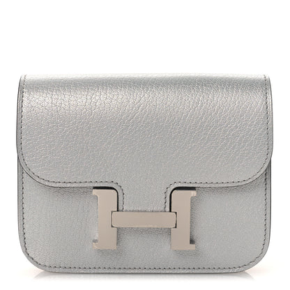 Hermes Metallic Chevre Chamkilight Constance Slim Wallet Argent 1 of 10