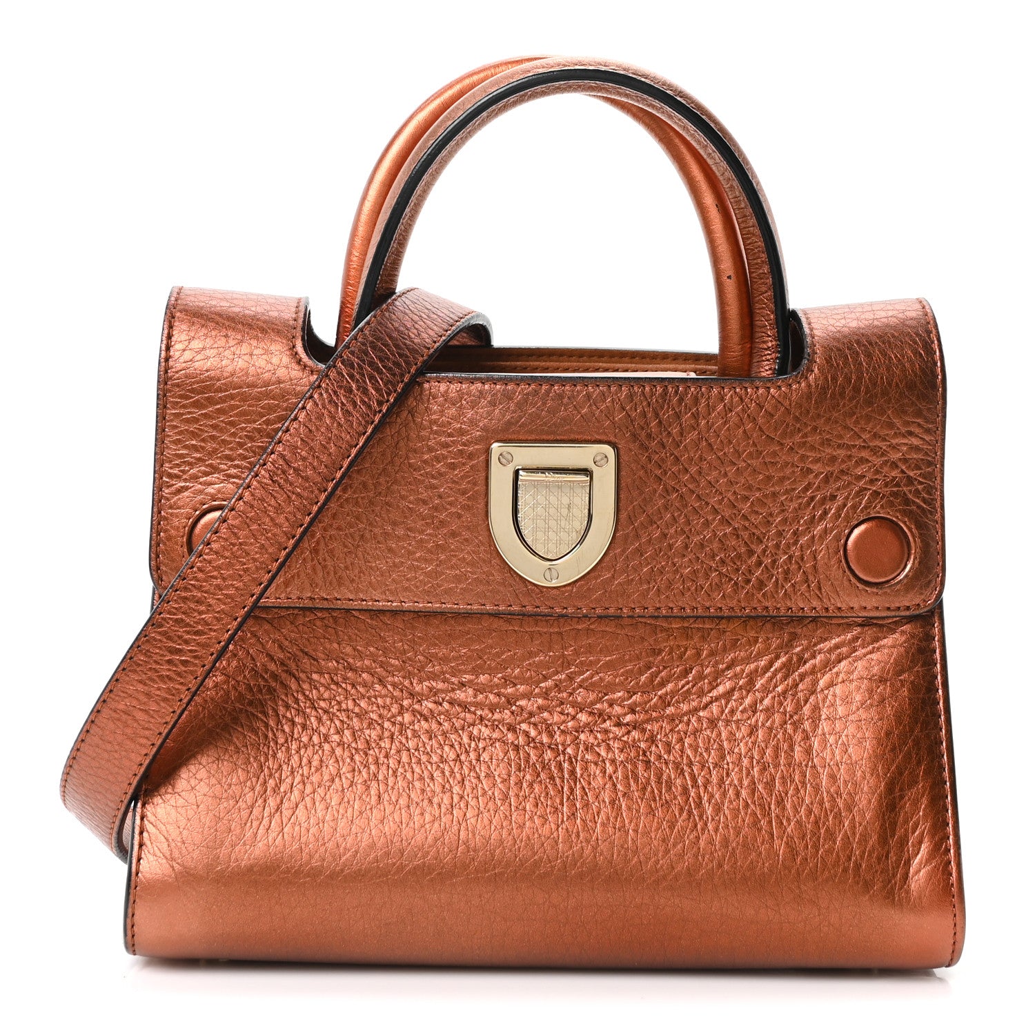 Christian Dior Metallic Grained Calfskin Mini Diorever Flap Orange 1 of 9