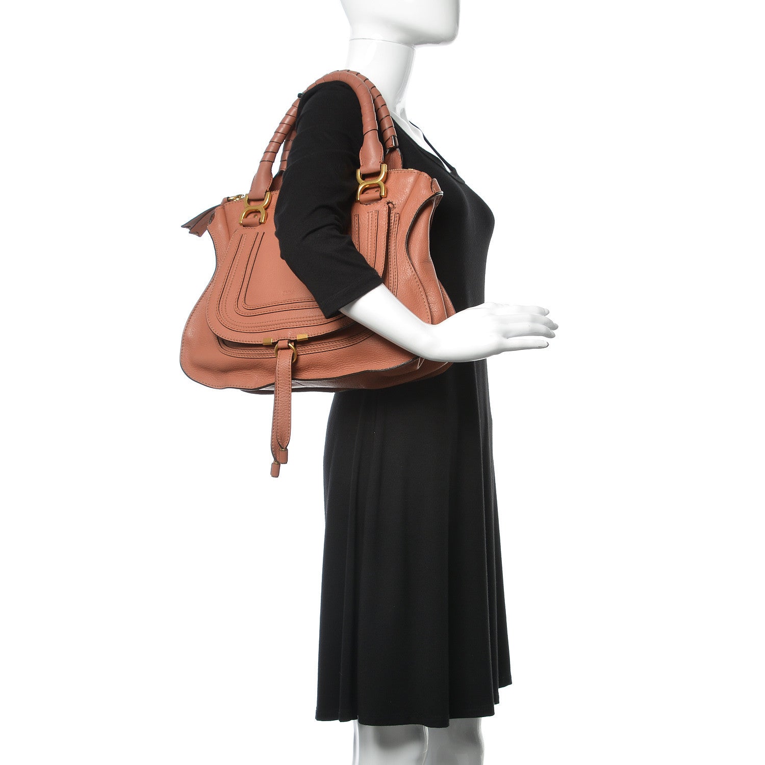 Chloe Calfskin Medium Marcie Satchel Coral 2 of 12