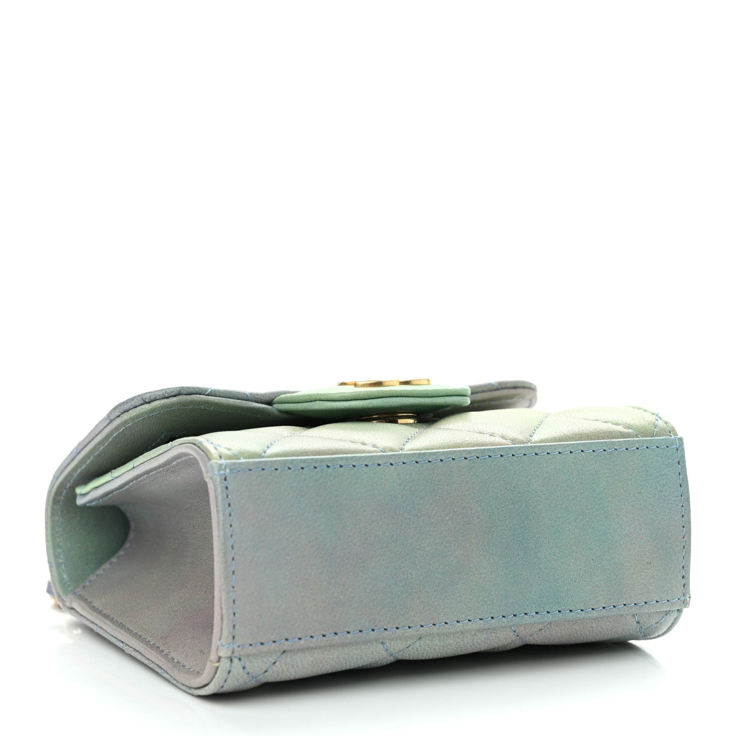 Chanel Lambskin Quilted Ombre Top Handle Flap Clutch With Chain Green Purple 4 of 12